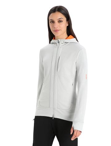 Ether / Flash Women's Icebreaker Merino Quantum III Long Sleeve Zip Hoodie | USA 1676RVDW